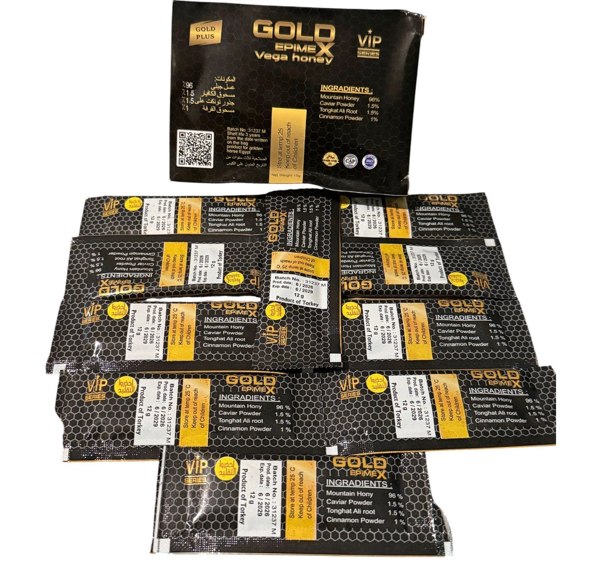 Vega Honey Gold Original Herbal Blend for Men, 10 Sachets for Enhanced Erection