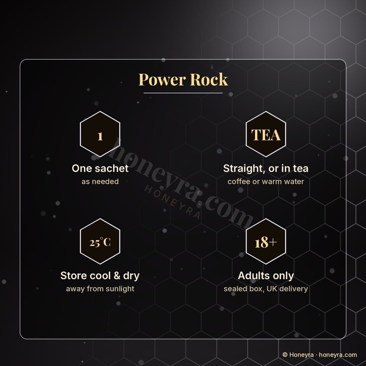 Power Rock royal honey sachets – individual sachets, Honeyra UK
