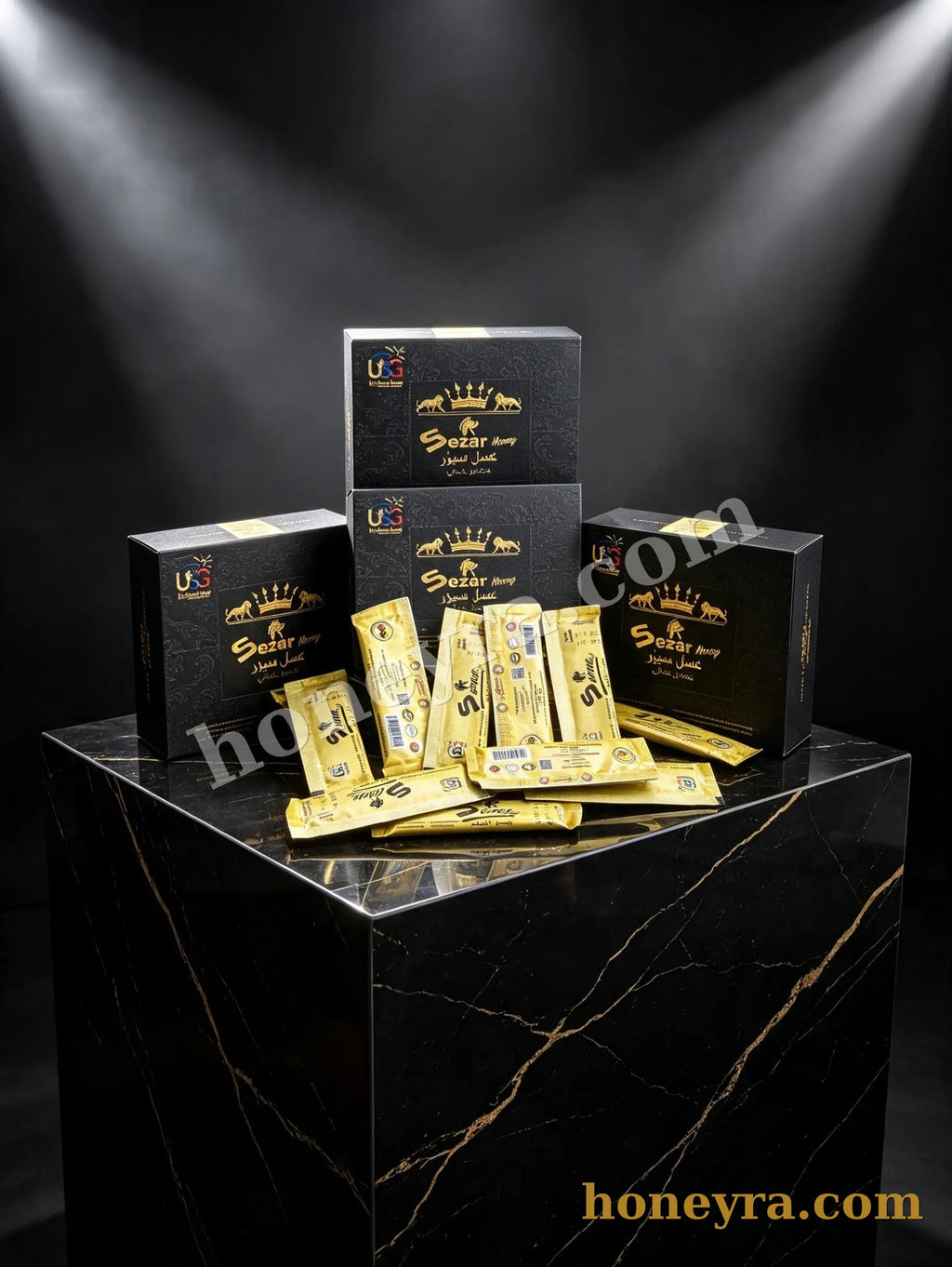 Sezar honey with royal jelly – box and single sachet