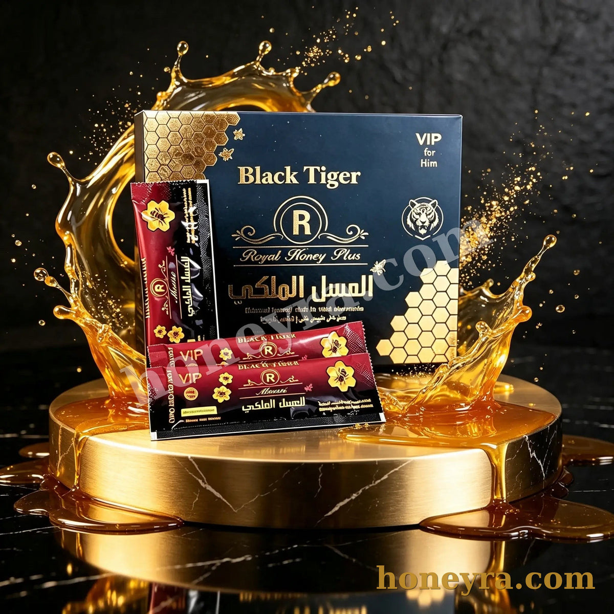 Black Tiger Royal Honey Plus sachets box – Honeyra UK
