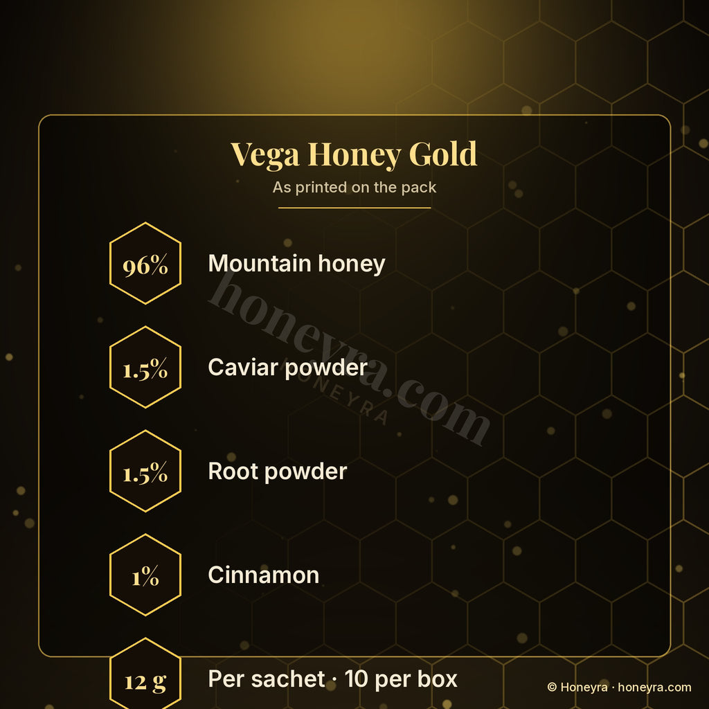 Vega Gold honey – box details