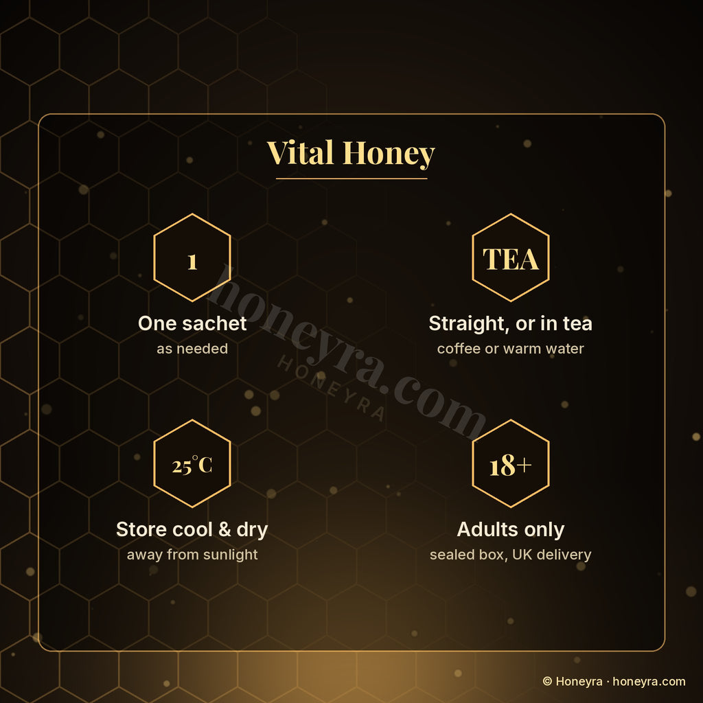 Vital Honey royal honey sachets – individual sachets, Honeyra UK