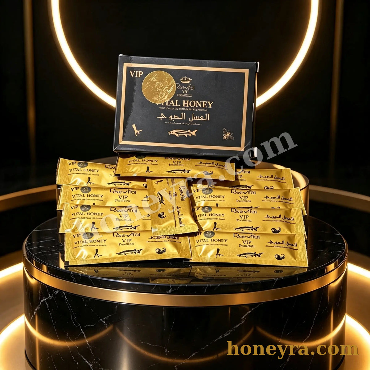 Vital Honey royal honey sachets, box and individual sachet – Honeyra UK